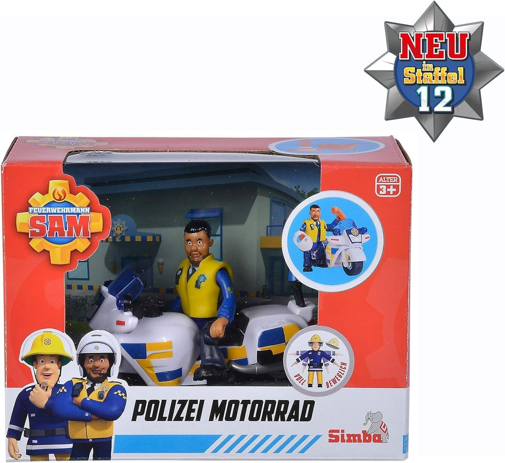 Simba 109251092 - Motocicletta della polizia Sam il pompiere, Con il personaggio di Malcolm, Con accessori, Stagione 12, Da 3 anni Action figures Naty Shop