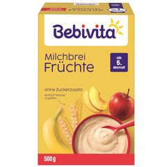 Porridge di latte con frutta (4x500g), a partire da 5 mesi, senza zuccheri aggiunti, con preziosi minerali e vitamine, molto saziante