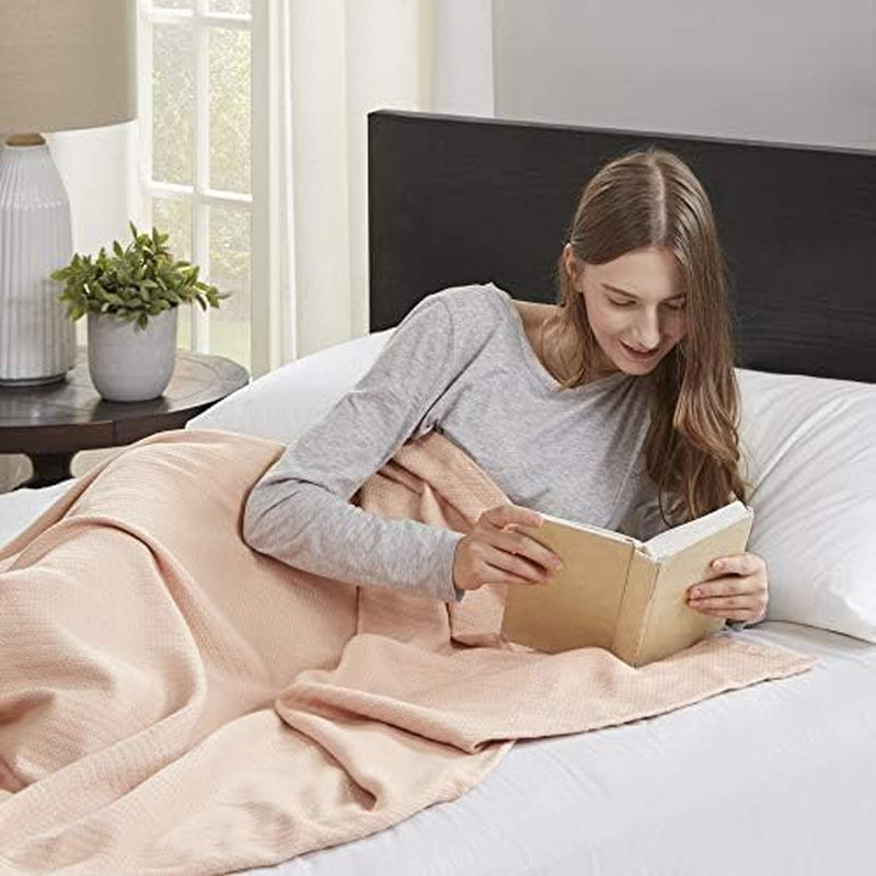 Madison Park Coperta di lusso in cotone liquido di alta qualità, morbida e confortevole, 100% cotone filato ad anelli, per divano letto o divano Blush Full/Queen Trapunte e trapunte Naty Shop
