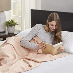 Madison Park Coperta di lusso in cotone liquido di alta qualità, morbida e confortevole, 100% cotone filato ad anelli, per divano letto o divano Blush Full/Queen Trapunte e trapunte Naty Shop