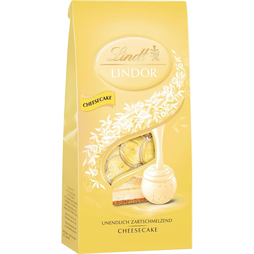 Cioccolata Lindt | LINDOR bustine per cheesecake | 137g| 10 palline di cioccolato al latte con ripieno di cheesecake che si scioglie in bocca | Regalo di cioccolato