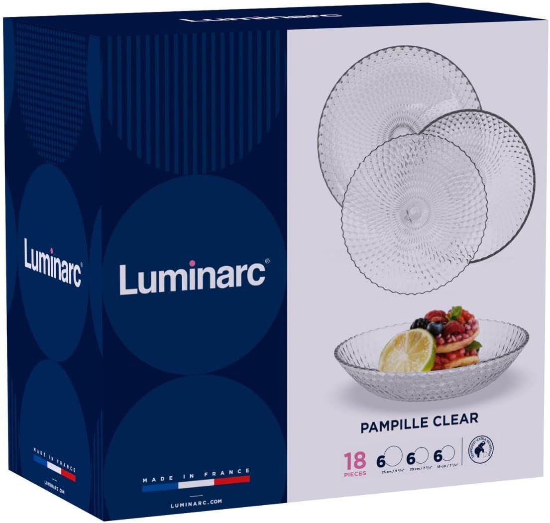 Pampille Set veselă transparentă din sticlă, 18 piese - 6 persoane, transparent Seturi vesela masa Naty Shop