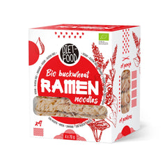DIET-FOOD Tagliatelle Ramen di Grano Saraceno Biologico, Cibo Vegetariano e Vegano, Senza Grassi, Senza Soia, Senza Glutine, Tagliatelle Dietetiche Solubili in Acqua, a Basso Contenuto Calorico, 280g
