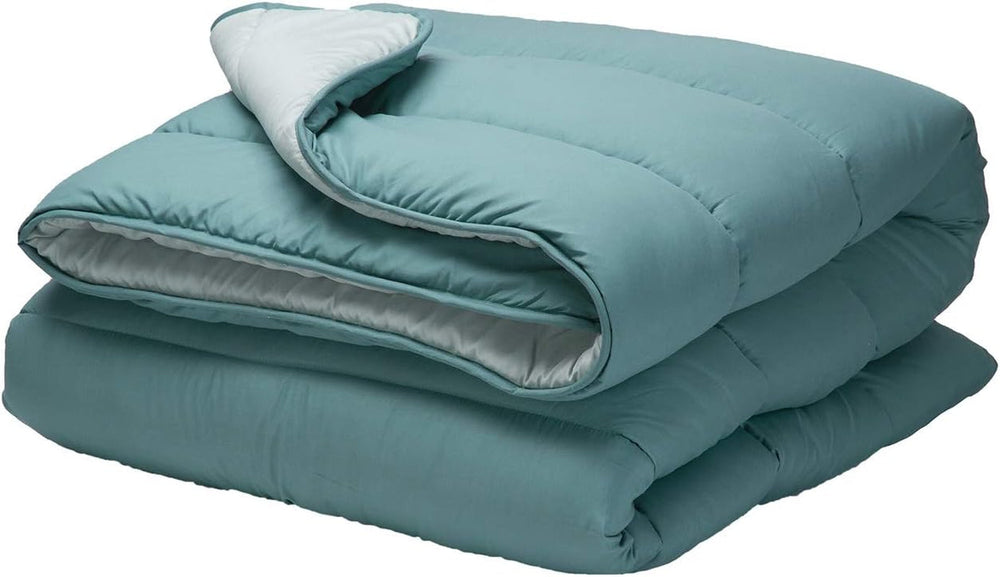 Pikolin Home - Piumino reversibile 300 G - Imbottitura bicolore nordico - Per letto 90 - Imbottito in piume, caldo, traspirante, Grigio chiaro/grigio naturale, 150 X 220 Cm Trapunte e trapunte Naty Shop Cuscino verde scuro 150/160 - 240 X 220 Cm