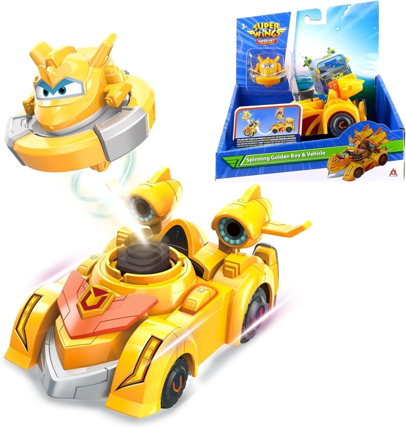 Super Wings EU770351 - Super Robot Suit Jett, aprox. 18 cm înălțime figurină de joacă transformabilă, costum de robot 2 în 1 și super mașină, pentru copii de la 3 ani în sus, Roșu Action figures Naty Shop Băiatul de aur