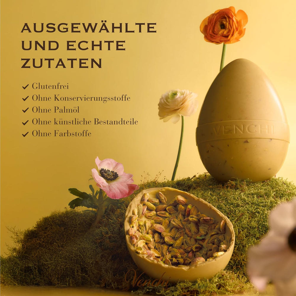 Venchi - Uovo di cioccolato, gusto pistacchio, con pistacchio intero, con sorpresa, senza glutine, 500g, collezione Pasqua, idea regalo
