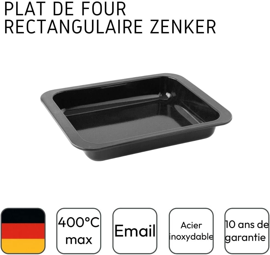Zenker Ofenbackform (33 X 5 X 25 Cm) SPECIAL COOKING, Rechteckige Auflaufform Mit Emaille-Versiegelung, Backform Mit Extra Hohem Rand (Farbe: Schwarz), Menge: 1 Stück Matrite si tavi pentru copt Naty Shop