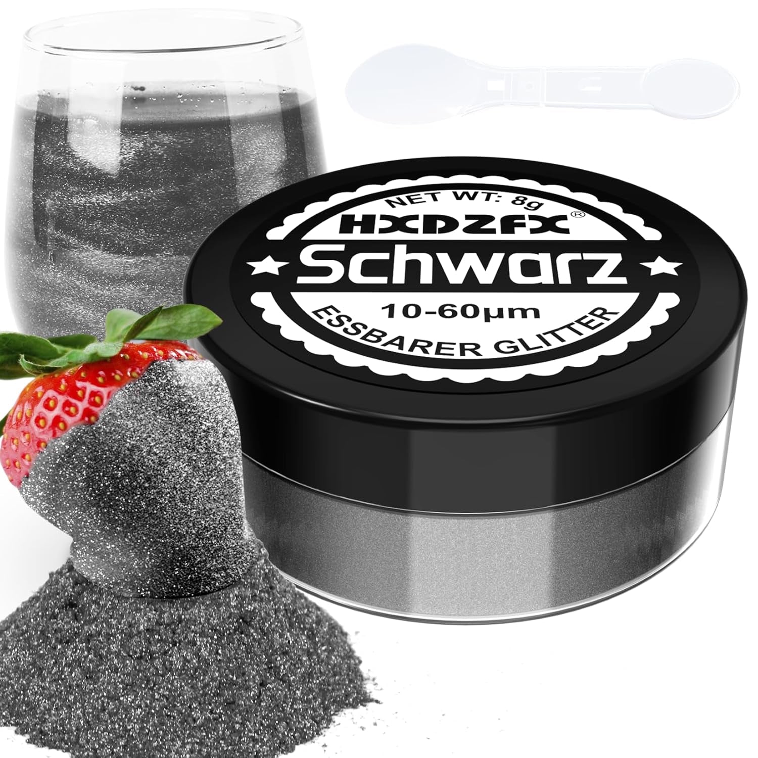Essbarer Glitzer Für Getränke - Lebensmittelfarbe Pulver, Schimmerndes Glitzerpulver, Lebensmittel Glitzerpuder Für Schokolade, Kuchen, Fondant, Drinks - 8G (Frucht Grün) Naty Shop Schwarz