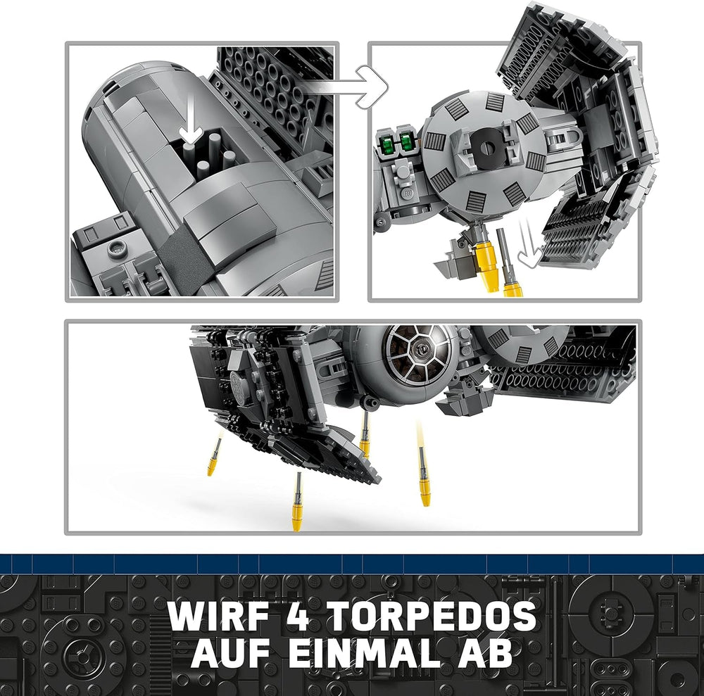 LEGO Star Wars Kit modello bombardiere TIE con minifigure di Darth Vader con spada laser e droide Gonk, giocattolo costruibile Starfighter in regalo 75347 Set di costruzione Acquista il negozio LEGO