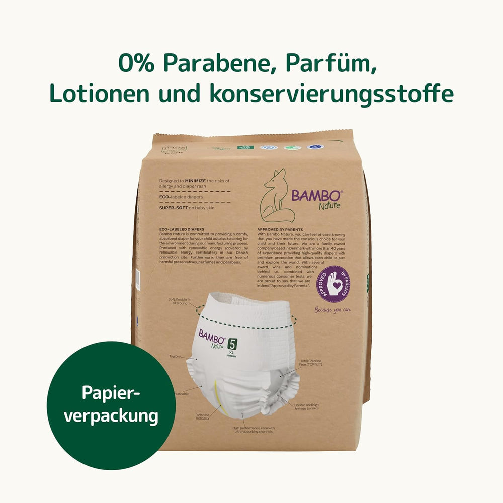 Pannolini Bambo Nature, taglia 5 (11-17 kg) - Confezione mensile da 95 | Pannolini con protezione dalle perdite migliorata | Massimo comfort e libertà per i bambini attivi | Pannolini dermatologicamente testati