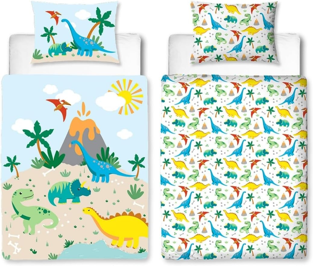 Biancheria letto bambini cotone Biancheria letto bambini Naty Shop 100 X 135 + 40 X 60 Dino Flanella