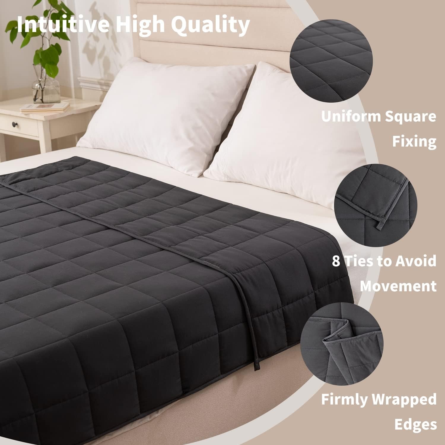 Pătură ponderată 150X200Cm 8Kg Pătură de relaxare adulți pentru a îmbunătăți somnul Pătură ponderată gri Paturi si Cuverturi Good Nite