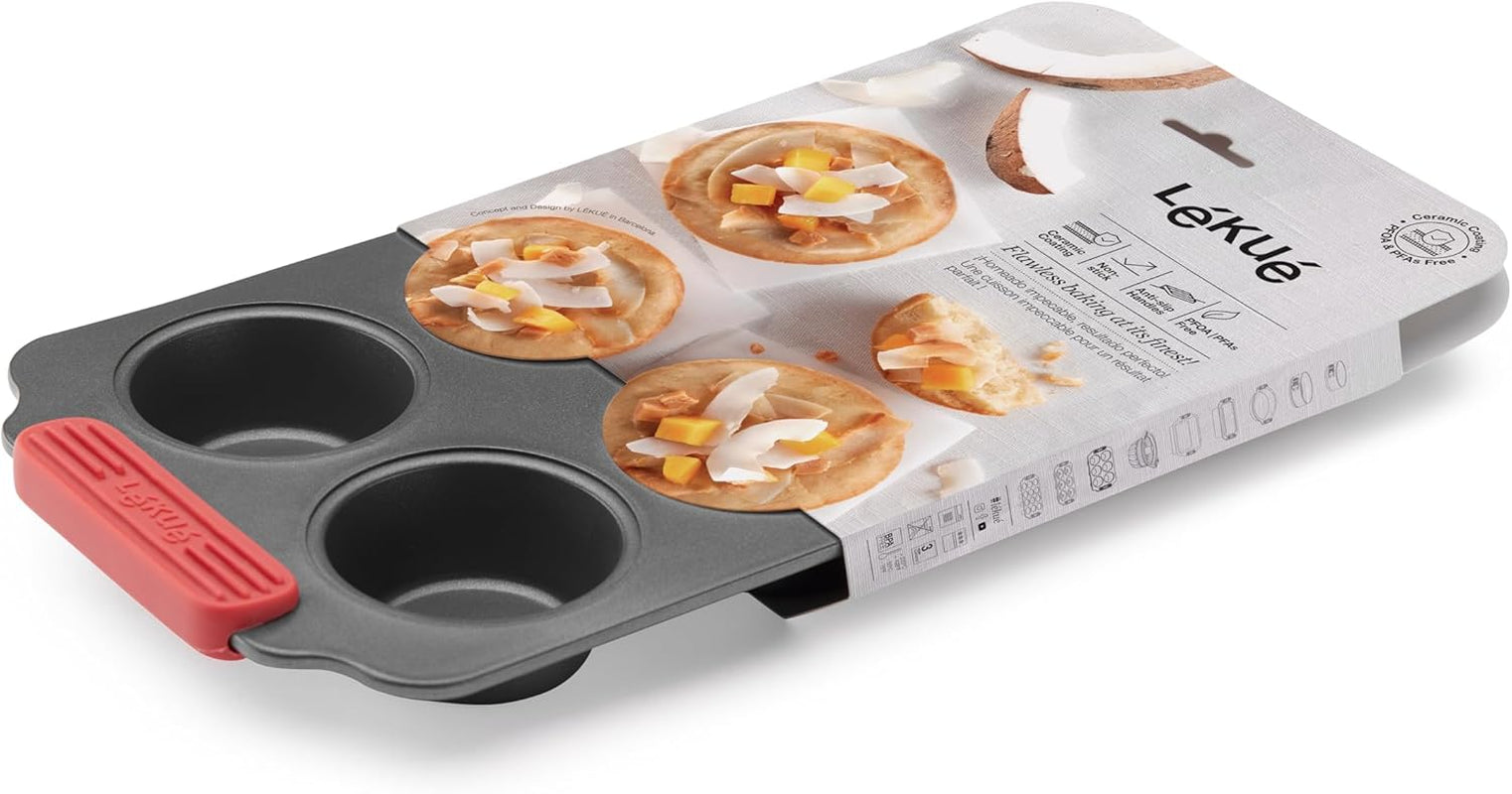 Lékué Muffin-Backform, Antihaftbeschichte, Metall, 6 Mulden Stampi e teglie Naty Shop
