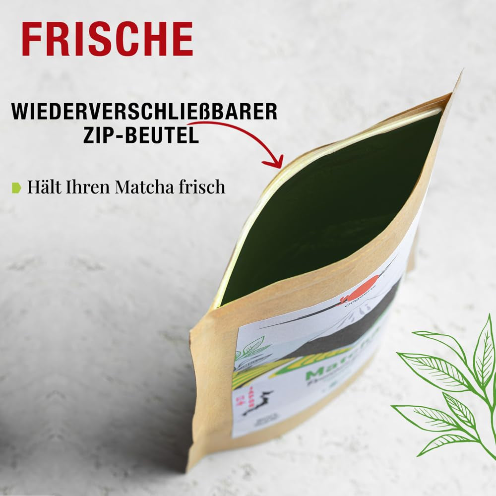 ORIGEENS Ceai japonez organic Matcha Usagi (Latte Intensiv) - Single Origin Shizuoka - Pudră Matcha organică - Pungă de 80 g