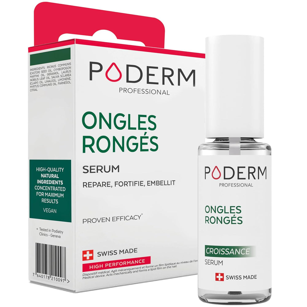 PODERM - STOP ARROSSAMENTO UNGHIE - Alternativa allo smalto amaro - Siero antistress naturale al 100% - Attiva la crescita - Adulti/Bambini - Prodotto in Svizzera