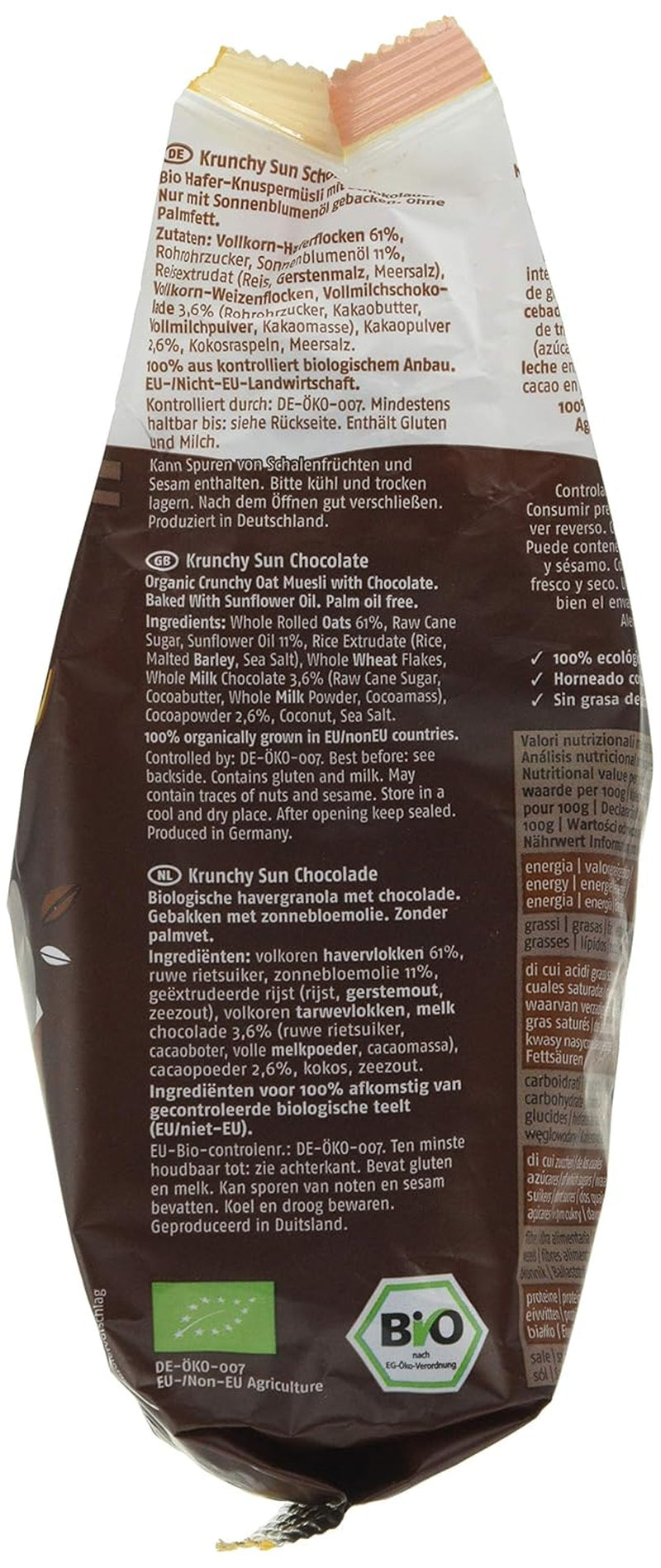 Barnhouse Krunchy Sun | Muesli al cioccolato | Ecologico | Vegetariano, 375 grammi
