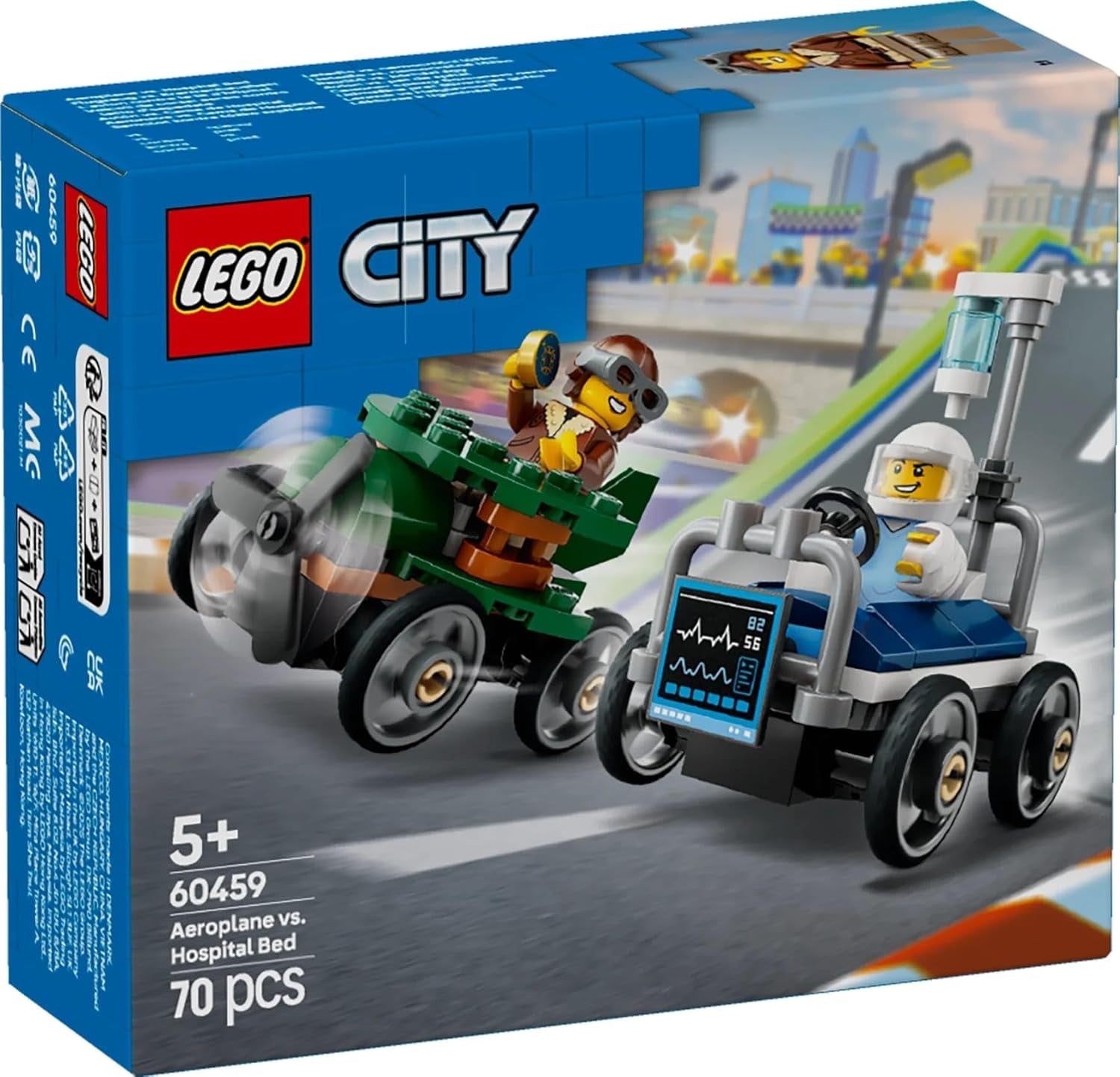 LEGO City Aereo vs. Set auto da corsa per letto d'ospedale - Giocattolo Soapbox per ragazzi e ragazze dai 5 anni - Set da costruzione con 2 minifigure - Regalo di compleanno e di festa 60459 Set da costruzione Besuche den LEGO-Store