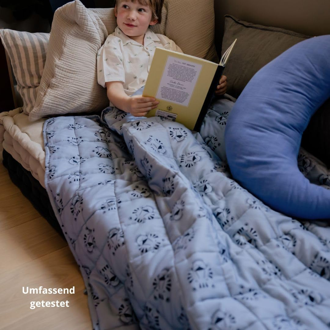 Coperta per neonati ponderata | 3,5Kg | 100X150Cm | Coperta terapeutica | Coperte ponderate | Coperta pesante (faccia di tigre blu, 3,5 Kg-100X150 Cm) BLENKZ Letti e Coperte.