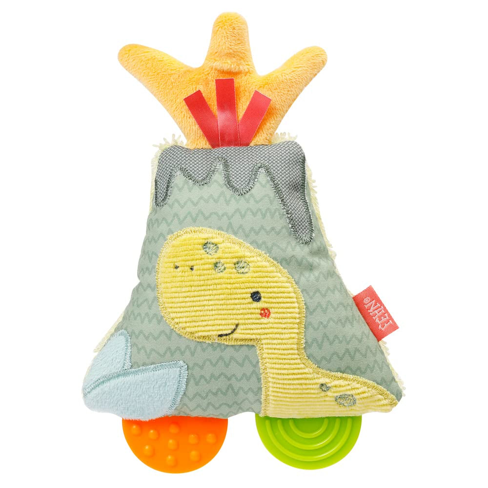 Fehn 055283 Jucărie de prindere câine cu teether COLOR Friends - Jucărie pentru copii cu clopoțel, squeaker și teether moale pentru bebeluși și copii mici de la 0+ luni - Dimensiune: 16 cm Jucarii Bebe Naty Shop Vulcan