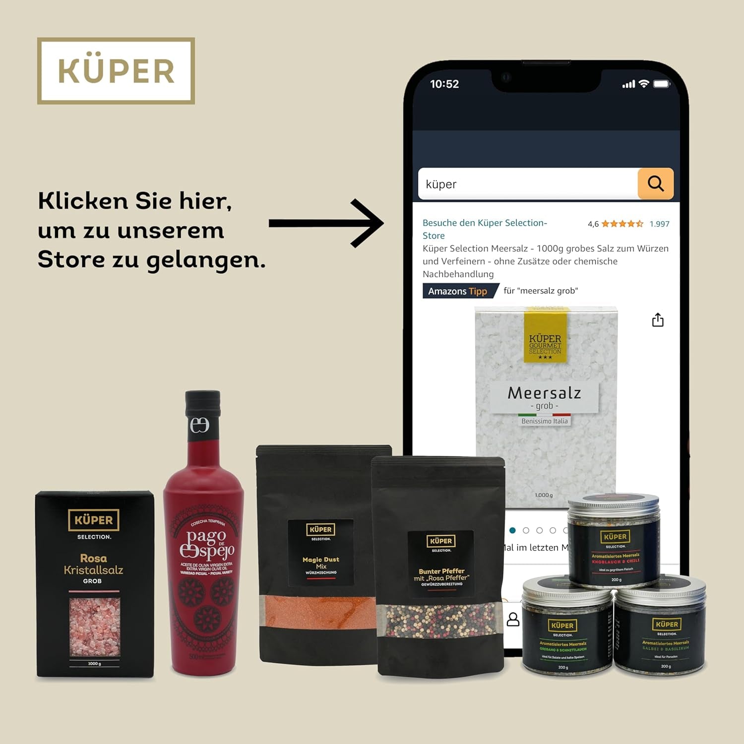 Küper Selection Meersalz - 1000g Sale grosso per condire e affinare - ohne Zusätze oder chemische Nachbehandlung