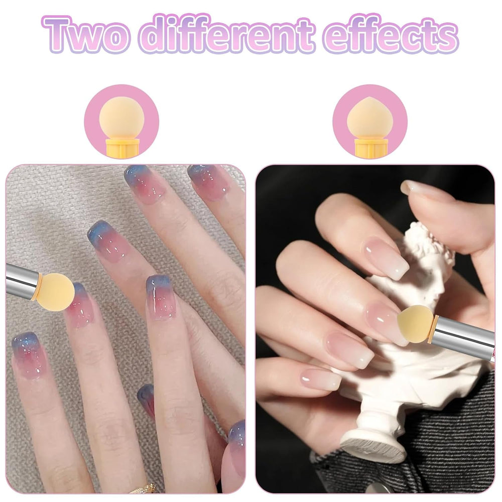 Nail Art Rendering-Werkzeuge Schwamm Undtupfpinsel, Sponge Brush Applikator, Doppelter Kopf Ombre Sponge Stick Mit 4 Ersatzköpfe, Nail Art Schwamm Und Tupfpinsel, Ombre Nagelpinsel Für Gelnägel