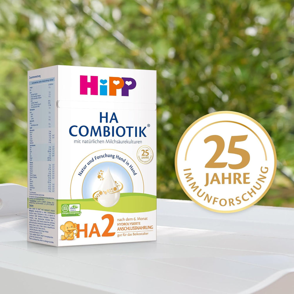 HiPP HA 2 Combiotik (4 x 600 g) - Formula di follow-up dopo 6 mesi, con colture naturali di acido lattico, preziose fibre alimentari (GOS), Omega-3, proteine ​​idrolizzate per sistemi immunitari sensibili