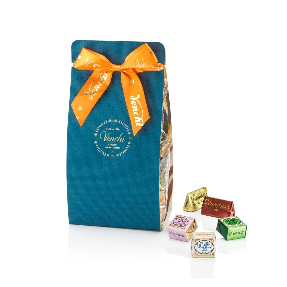 Venchi – Collezione Murrine – Confezione regalo con cioccolatini cremini e gianduiotti assortiti, 411g – Con nocciole Piemonte IGP – Idea regalo – Senza glutine