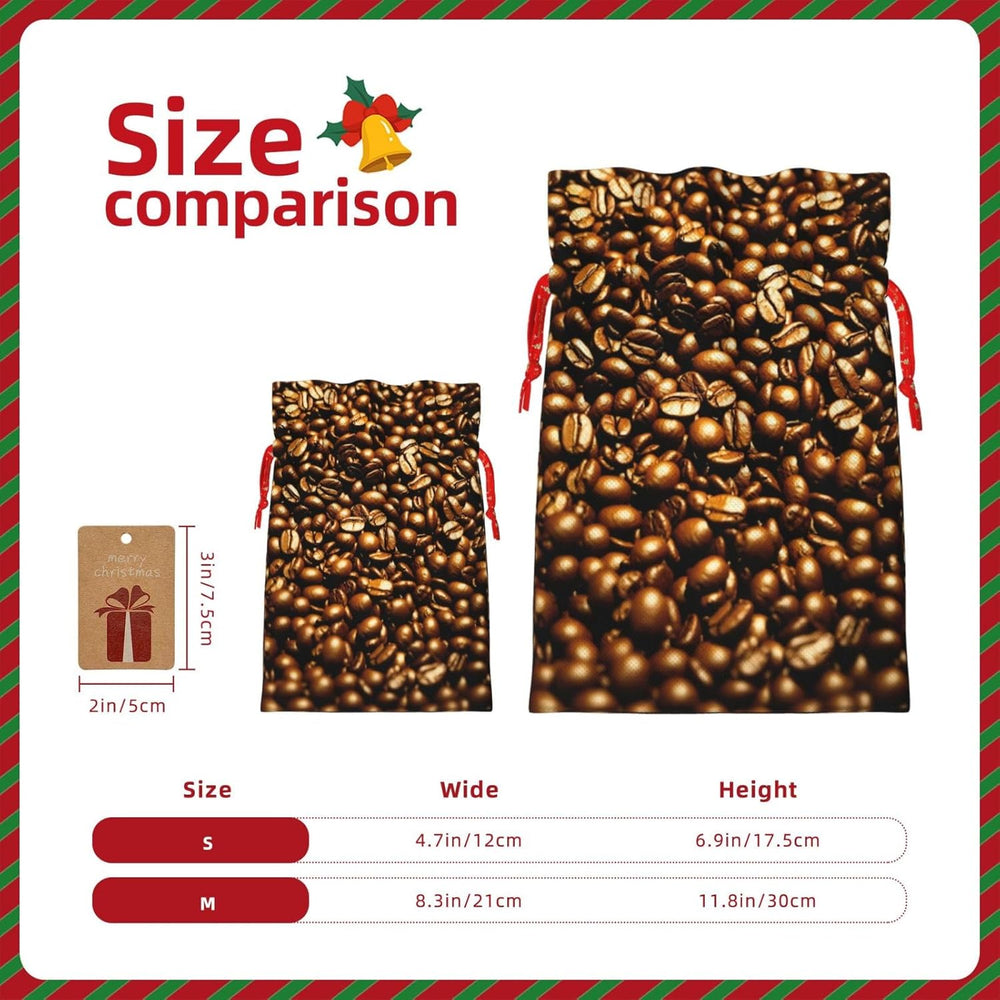 Lustige geröstete Kaffeebohnen, Weihnachtsbeutel mit Kordelzug, robust, 21,1 x 30 cm, geeignet für Partygeschenke und Geschenkverpackung, 1 Stück