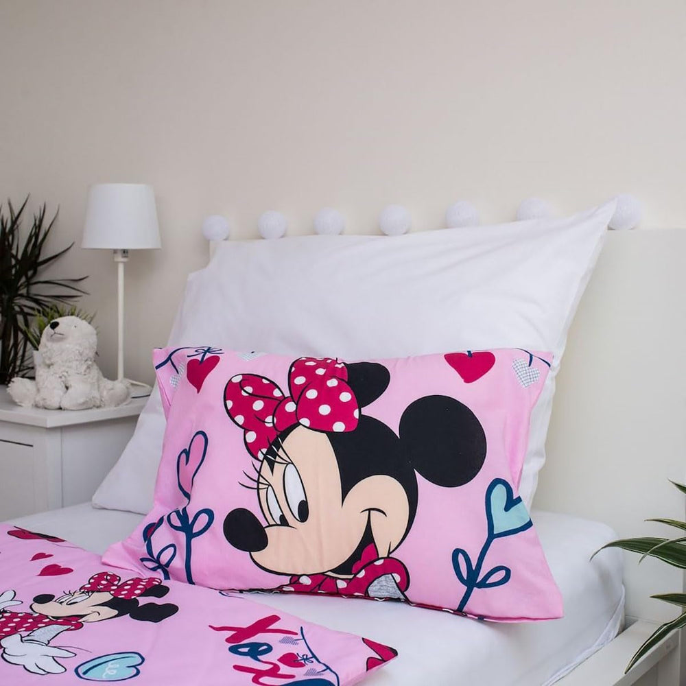 Biancheria da letto Disney, Minnie Mouse rosa baby, biancheria da letto con cerniera 100% cotone - Kids Naty Shop