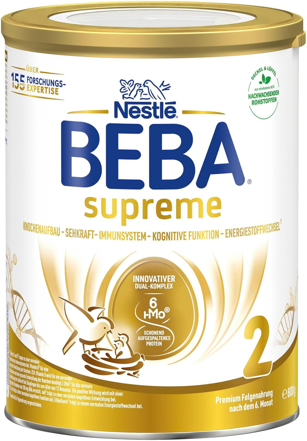 BEBA SUPREME 2 Latte di proseguimento dopo 6 mesi, solo lattosio, senza olio di palma, conf. da 6 (6 x 800g) Naty Shop