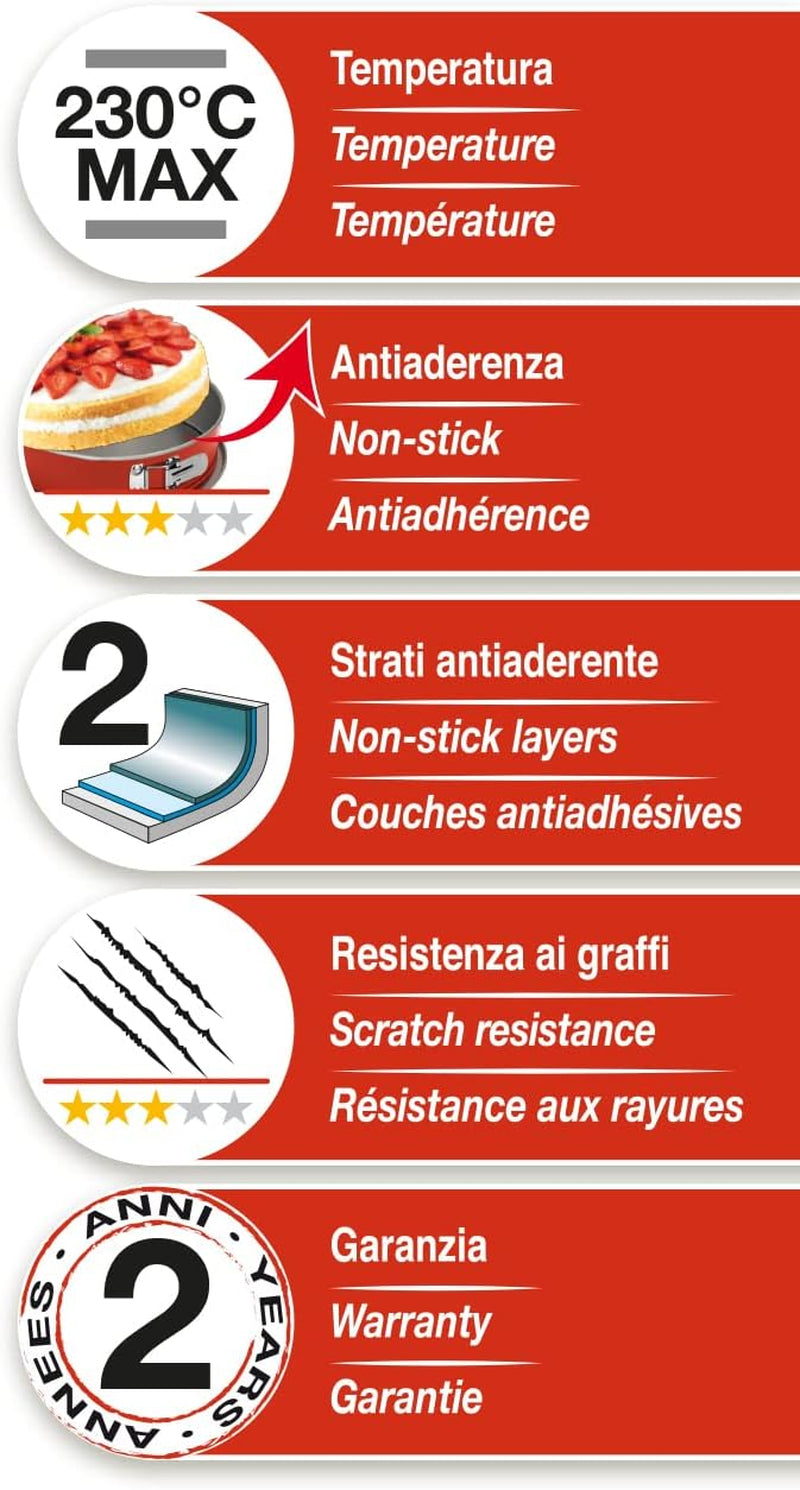 52022HGNA Rossana 2.0, stampo per budino 22 cm, acciaio con rivestimento antiaderente, colore rosso/grigio, acciaio inox Stampi e teglie Naty Shop