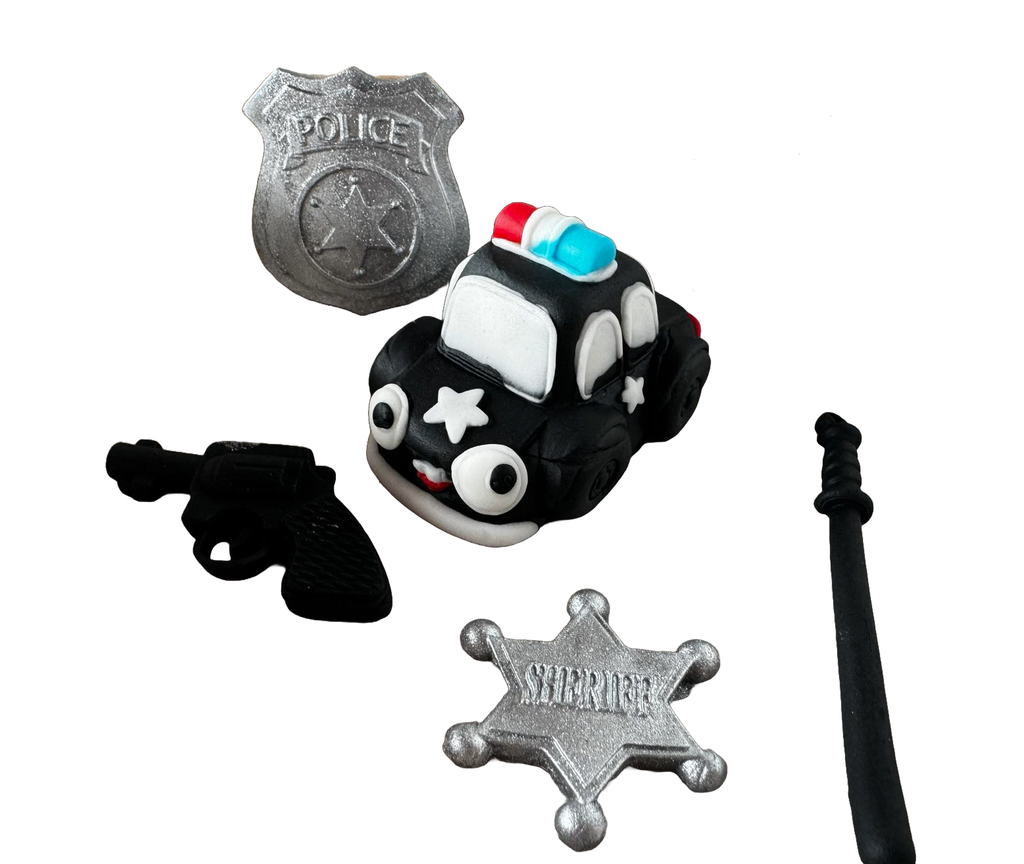 Set 6 decoratiuni comestibile din pasta de zahar, Politia Decoratiuni din Pasta de Zahar Naty Shop