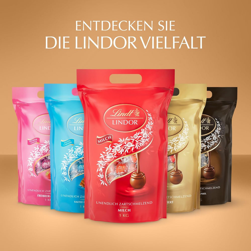 Assortimento classico di palline di cioccolato Lindt LINDOR | ca. 80 palline di cioccolato (al latte, bianco, fondente 60%, nocciola) | Confezione sfusa, 1 kg