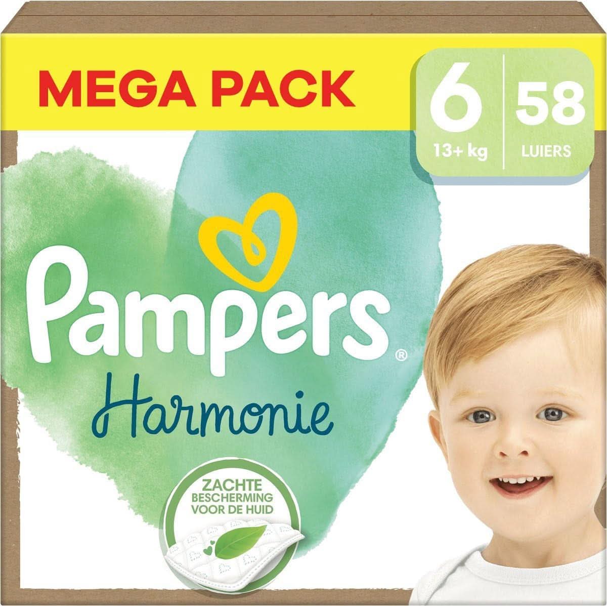 Pannolini Pampers Harmonie, taglia 6, 58 pannolini, 13 kg +, protezione morbida per la pelle e assorbente al 100% Mamma e Bambino Naty Shop