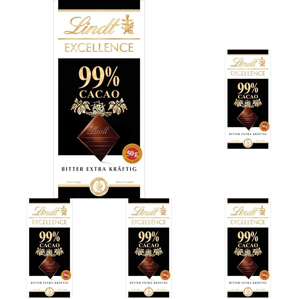 Lindt EXCELLENCE Tavoletta di Cioccolato Fondente al 99% - Gusto Intenso di Cacao 50g Vegan Premium