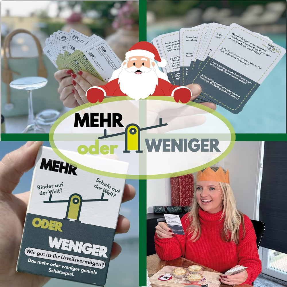 | Più oder Weniger Kartenspiel | Wie gut ist Ihr Verteilsvermögen? Gioco per adulti, famiglie e bambini | 2+ giocatori | Gioco di famiglia | gioco di viaggio |