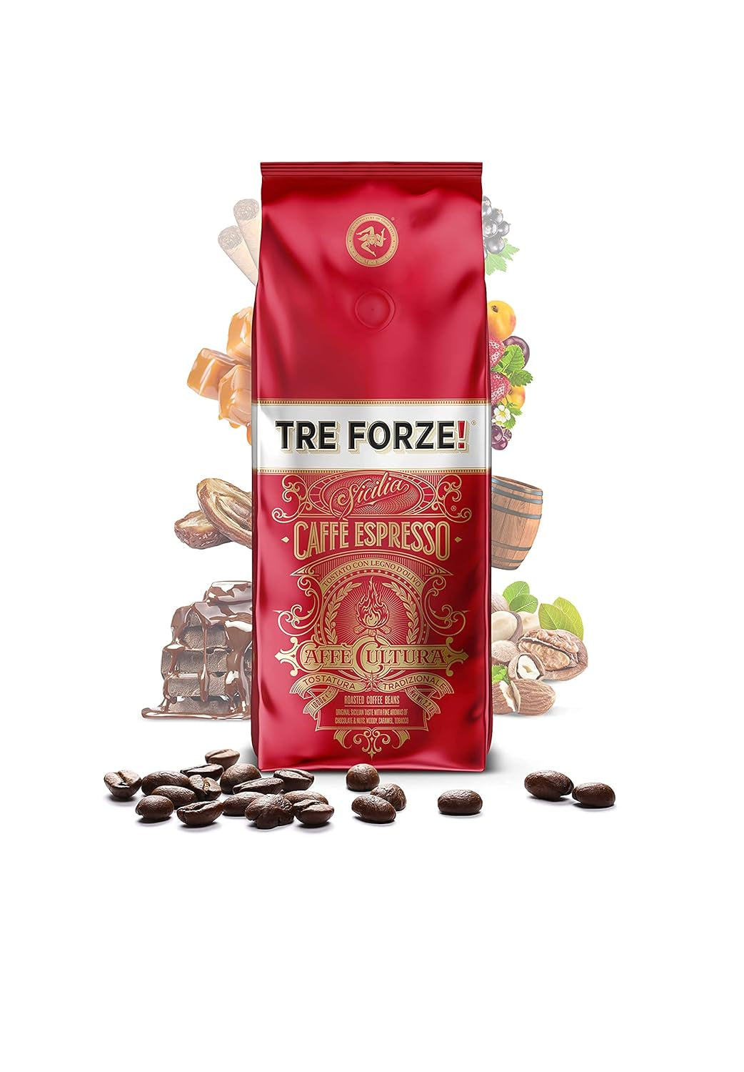 Espresso Caffè - 1kg Espresso Bohnen Traditionelle Röstung über Olivenholzfeuer In Handarbeit - Premium Kaffeebohnen für Vollautomat und Siebträger