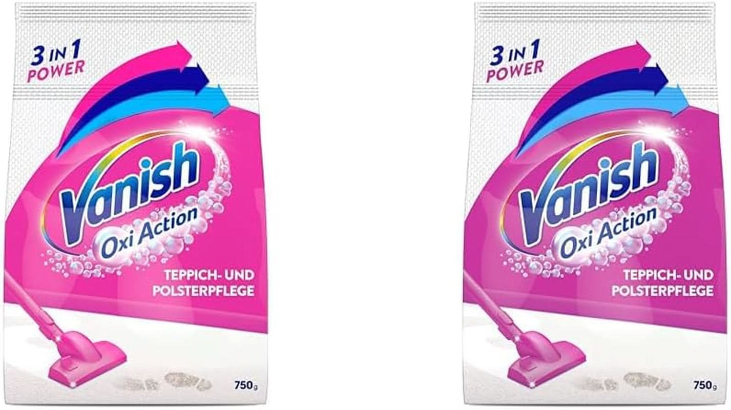 Vanish Oxi Action Polvere detergente per tappeti e tappezzerie - 1 X 820 G - Pulisce ampie aree di tappeti e tappezzerie da sporco, odori e polvere Naty Shop Detergenti per bucato 2 x 820 grammi