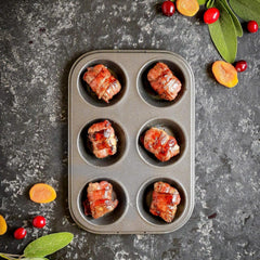 Masterclass 6-Loch-Muffinblech Mit PTFE-, PFOA- Und Bpa-Freiem Antihaftbeschichtung, Robustes 1Mm Dickes Karbonstahlblech, 27 X 18Cm Cupcake-Form Stampi e vassoi per dolci Naty Shop