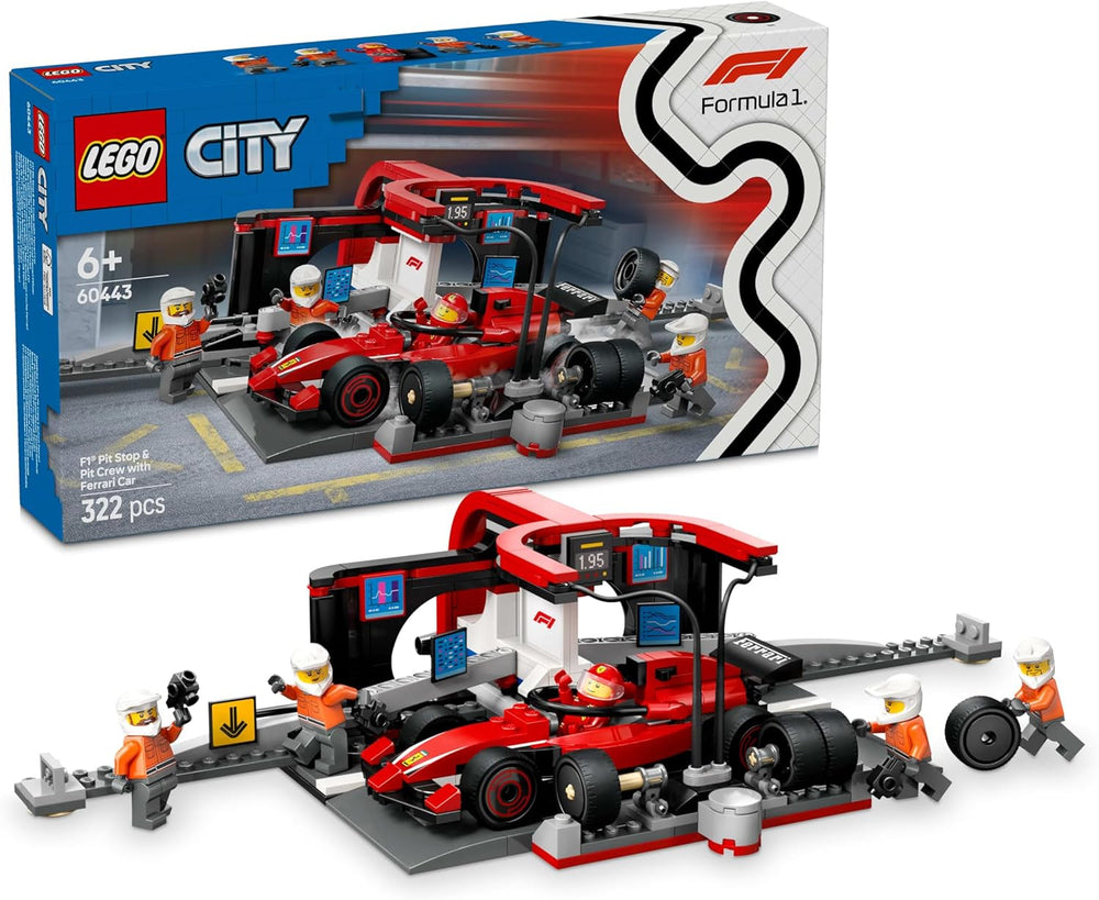LEGO City Pit Stop F1 con Team e Ferrari Speedster - Set Pit Stop Formula 1 con 1 pilota e 4 minifigure meccaniche - Auto da corsa giocattolo per ragazzi e ragazze 6+ - 60443 Set di costruzione Beuche den LEGO-Store Titolo predefinito
