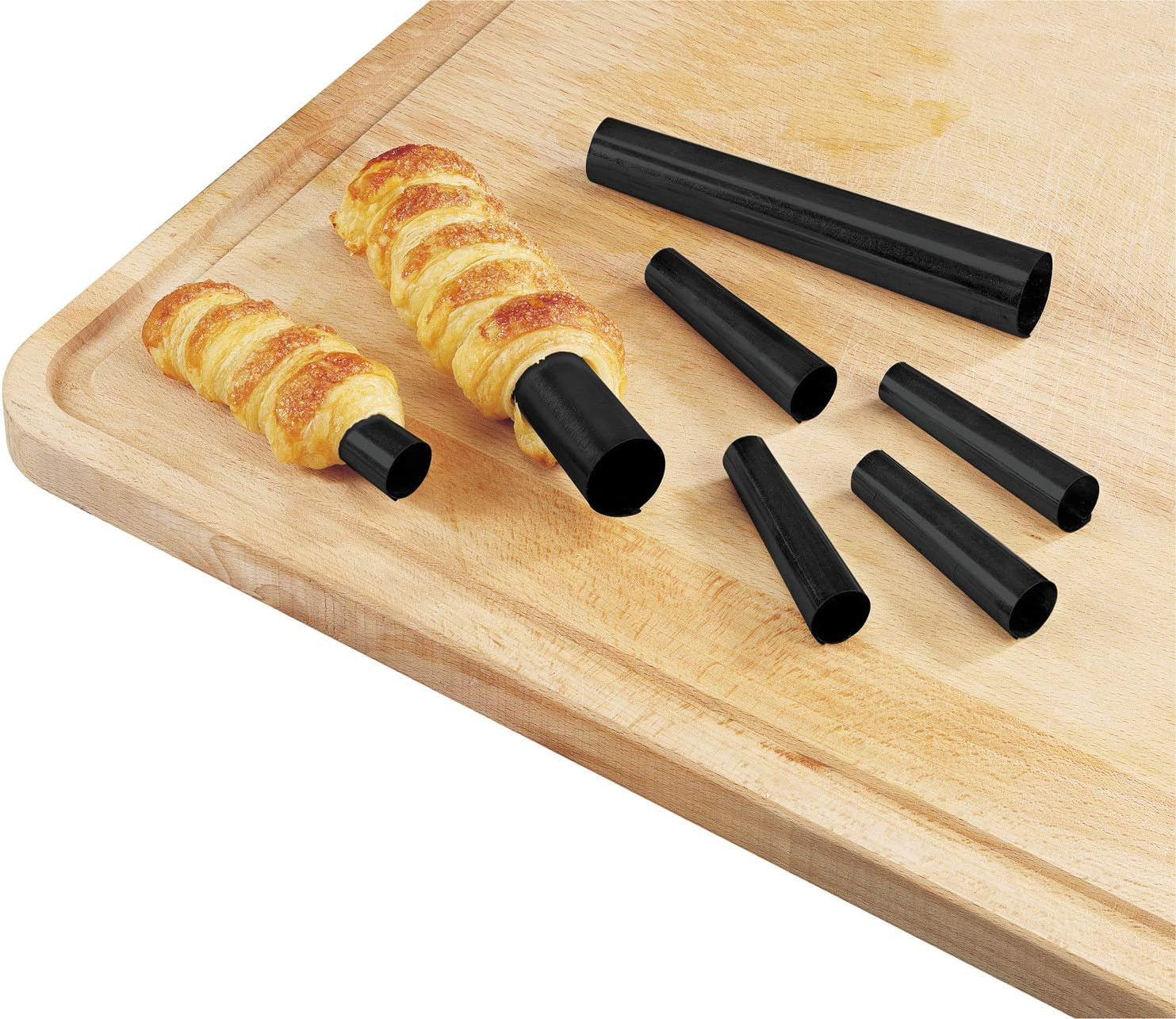 Zenker Schaumrollen Set – Premium Backformen für köstliche Schaumrollen, hitzebeständig bis 230°C, inclusa pratica scatola di conservazione, 6 pezzi, Nero