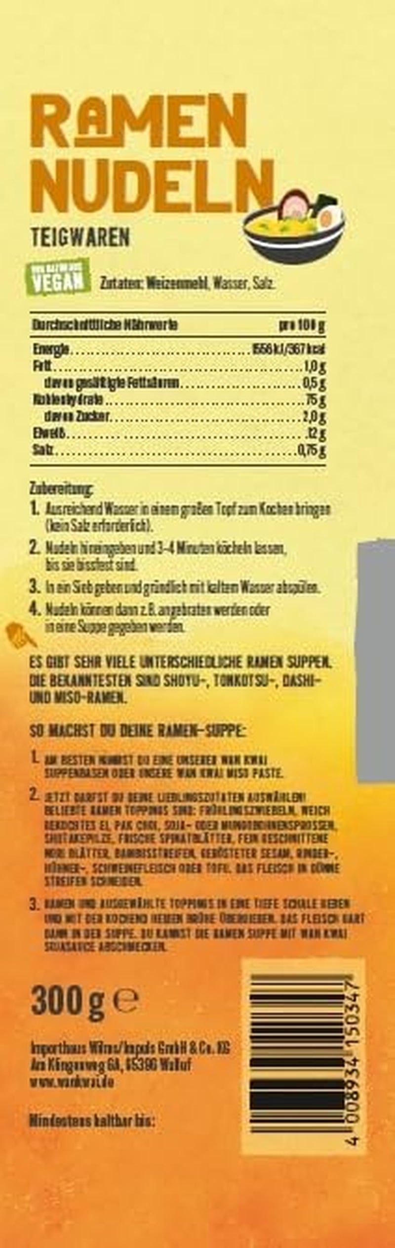 Wan Kwai Ramen Noodles 300g – Sapore autentico per la cucina asiatica. Versatile, veloce da preparare, ingredienti di alta qualità. Ideale per zuppe e piatti wok.