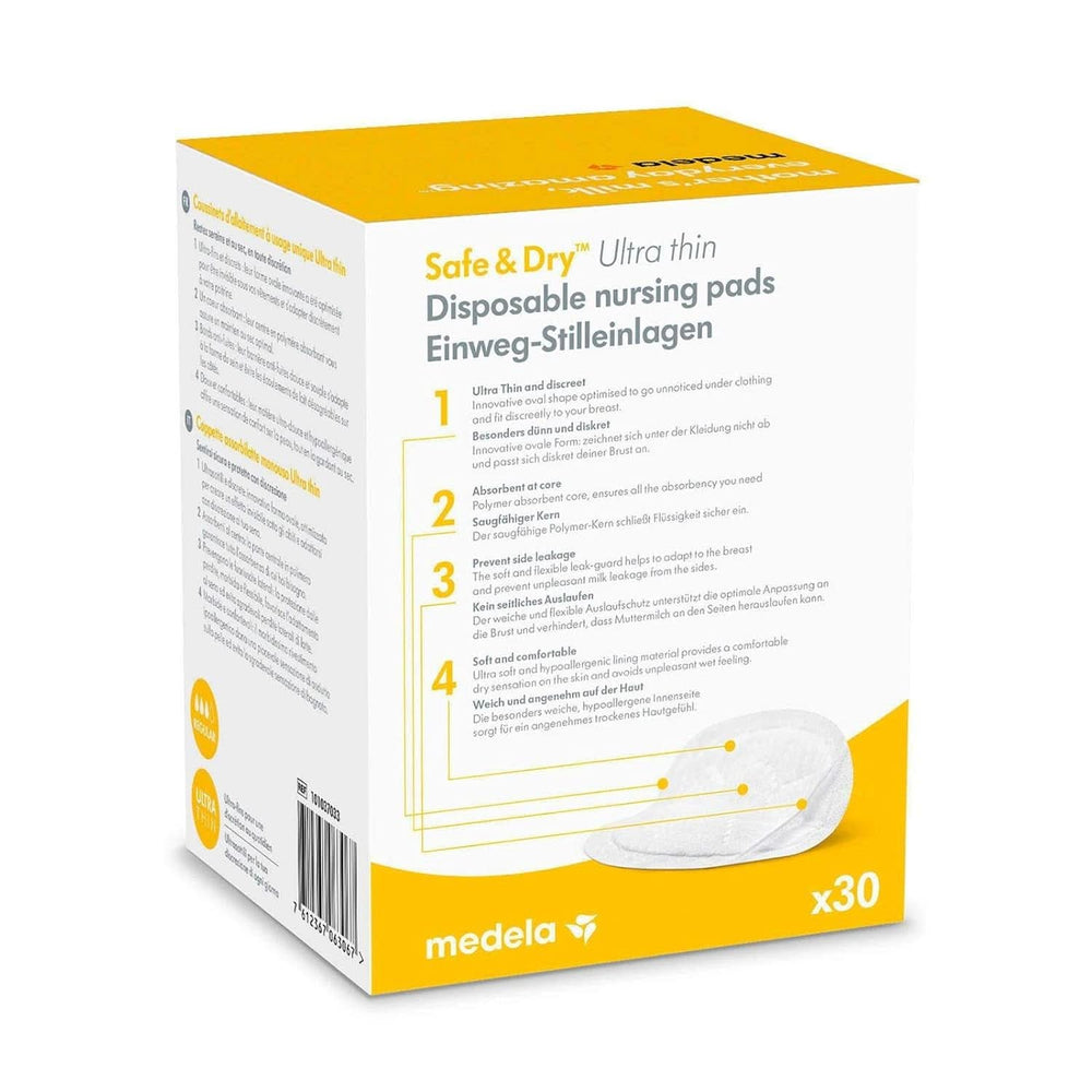 MEDELA Safe & Dry Einweg-Stilleinlagen, Ultradünn, Einzeln Verpackt, 30 Stück Accessori Alimentazione e Allattamento Bebe Naty Shop