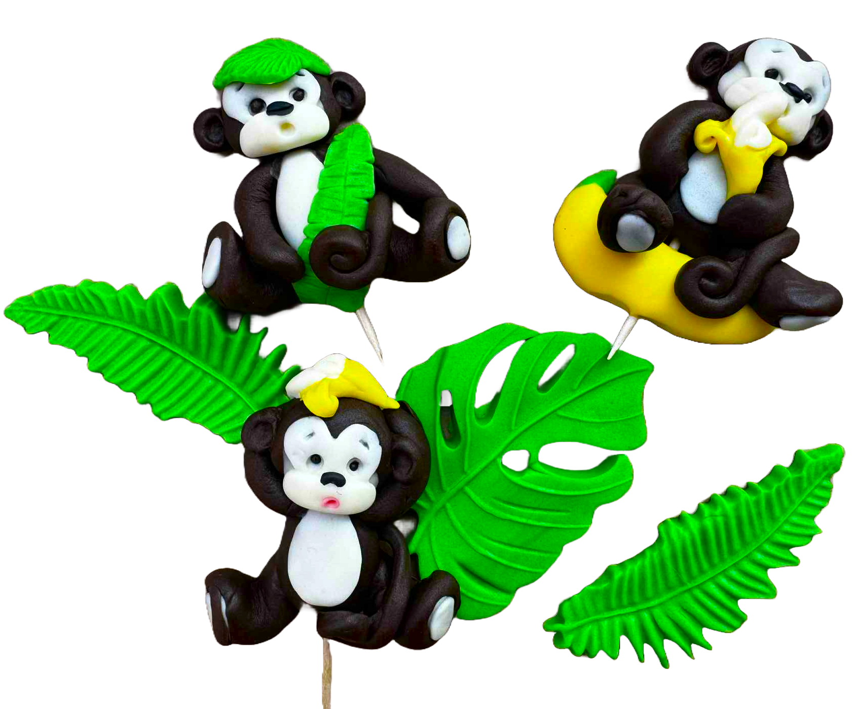 Set decoratiuni comestibile, Maimutele vesele Decoratiuni din Pasta de Zahar Nati Shop