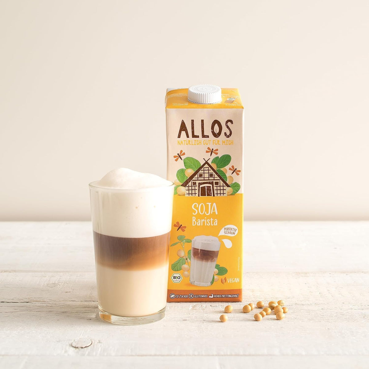Allos Sojadrink Barista Schiumante Per Caffè Vegano Senza Lattosio