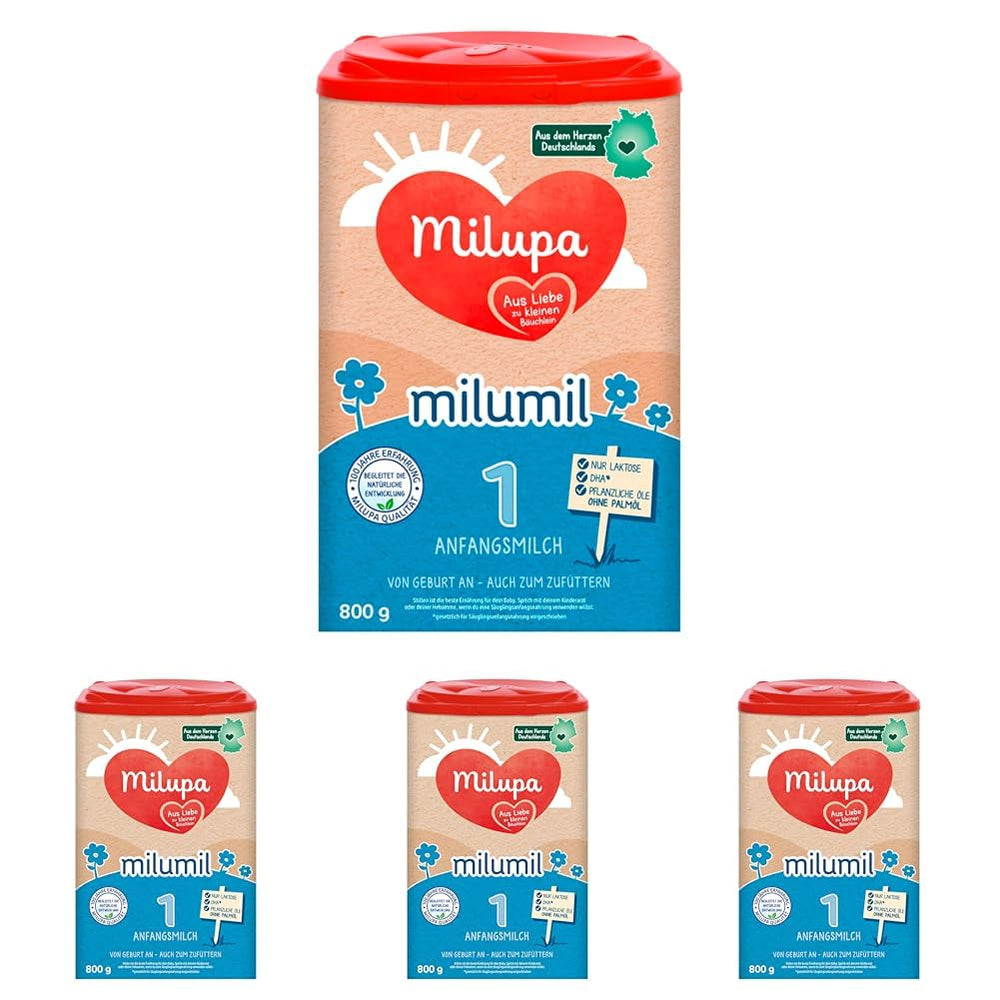 Milupa Milumil Pre, Latte in polvere per neonati - Con importanti sostanze nutritive e senza olio di palma - 800 g Naty Shop 4 x 800 grammi Milumil 1