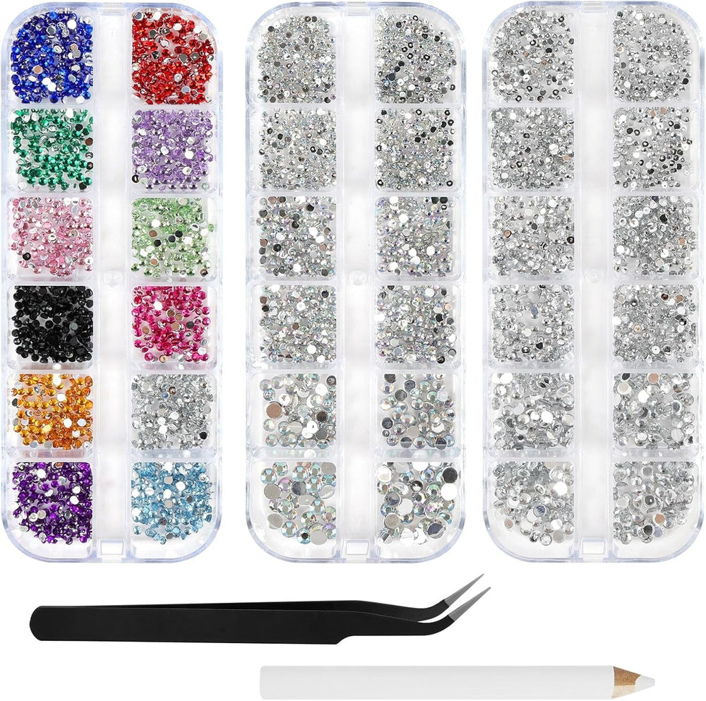 Harz Strasssteine 4200Pcs Strass Kristalle 1Mm-5Mm Gemischte Kinder Bastelsachen Kit Mit Strass Mit Picking Pinzette Und Stift Für DIY Nägel Kleidung Kunsthandwerk Gemischt Becher Party (A)