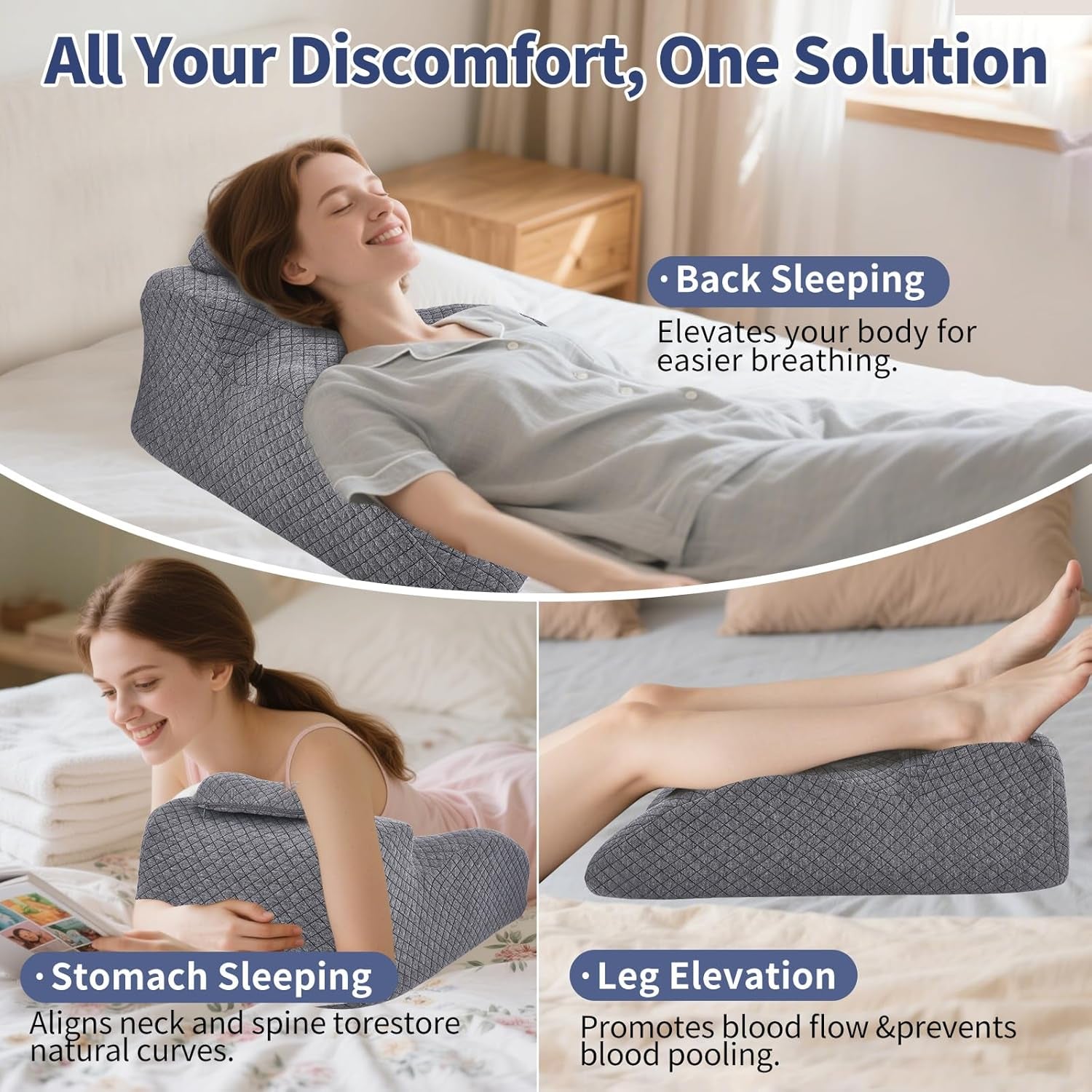 Pernă de citit – pernă pentru spate, tetieră reglabilă, pernă de citit din spumă cu memorie pentru pat, pernă ergonomică pentru spate pentru gât și picioare, pernă cu suport lombar