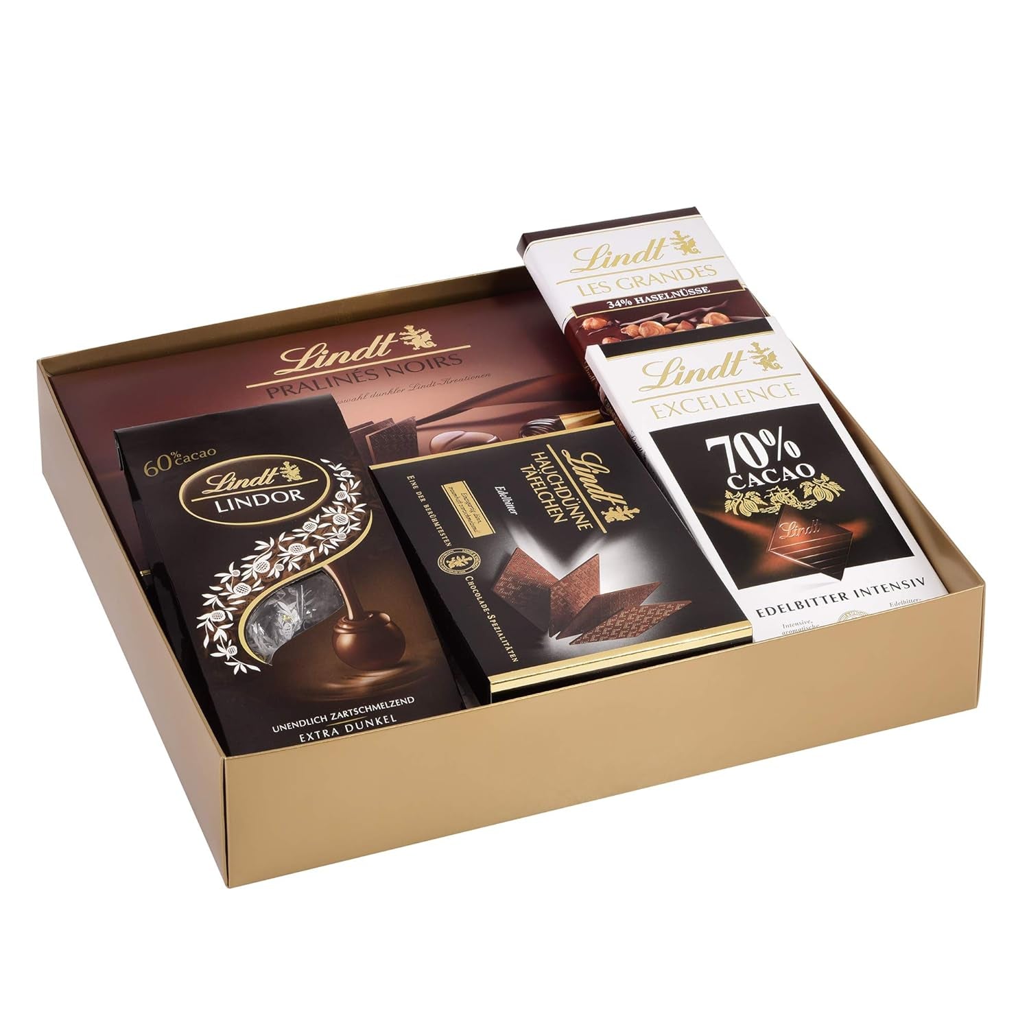 Set cioccolato fondente Lindt | 847 g| Set 6 specialità di cioccolato fondente Lindt (tavolette, LINDOR, praline) dal semidolce all'extra fondente | Pacchetto sfuso | Regalo di cioccolato