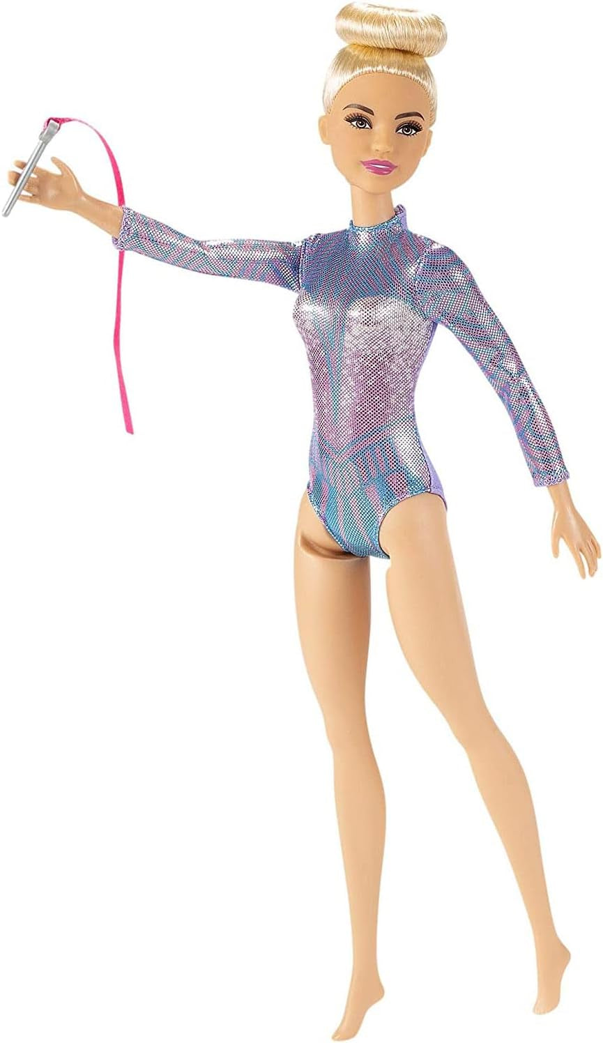 Păpușă Barbie, seria You Can Be Anything, gimnastică ritmică cu păr blond, accesorii, păpușă inclusă, cadou pentru copii, jucărie pentru vârsta de 3 ani și peste, GTN65